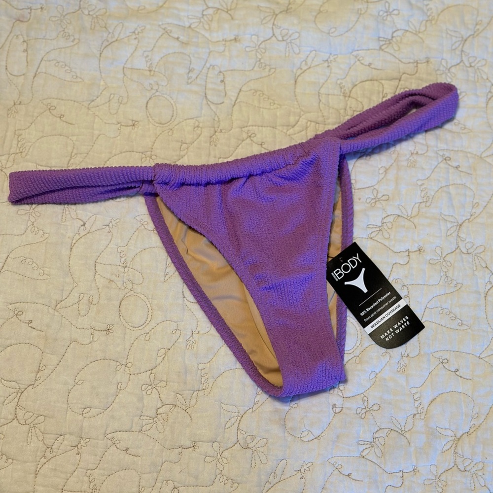 NWT Cotton:On Purple Thick Gathered Strap Brazilian Bikini Bottom